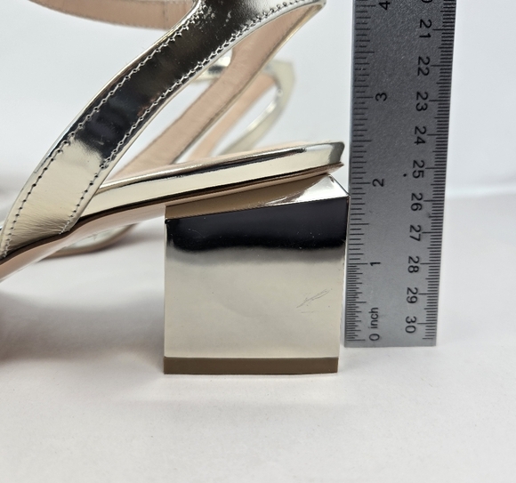 AGL Angie Sandels Womens Sz 39.5=9.5 Velvet Toe Strap Cube Block Heel Dressy - Picture 13 of 13